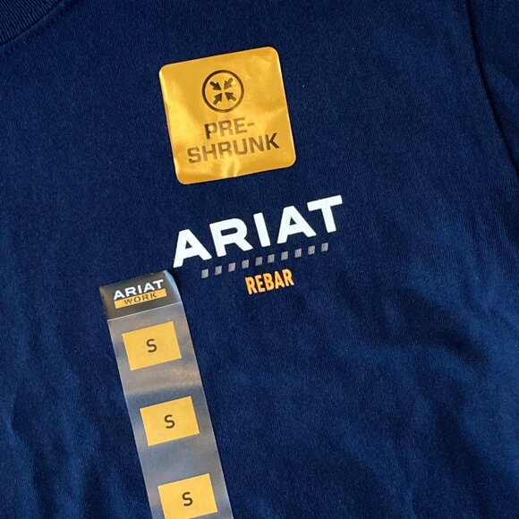 ARIAT Rebar Cotton Strong SS T-Shirt Workwear Men's Small S Navy NEW - Picture 3 of 6
